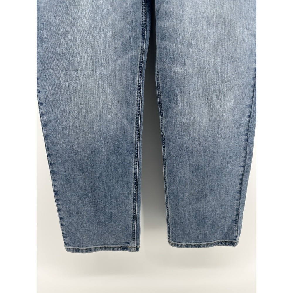 NWT Eunina Danica Bowed Straight Mid Rise Jeans Sz 7/28 Momcore Barrel Style - Picture 8 of 16